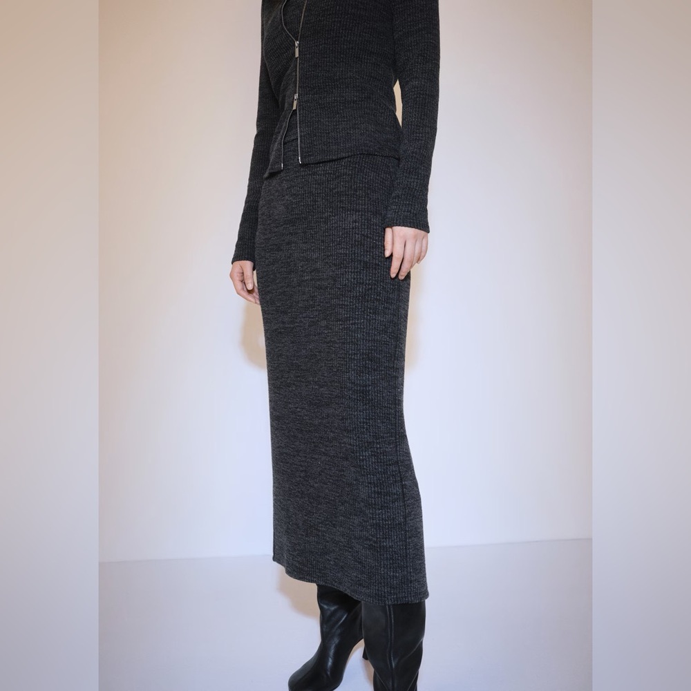 Mango grey knitted Co-ord set knitted jacket + skirt NWT - Picture 4 of 7